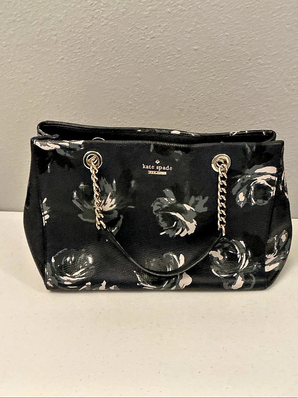 kate spade Floral Print Tote in Black & Gray